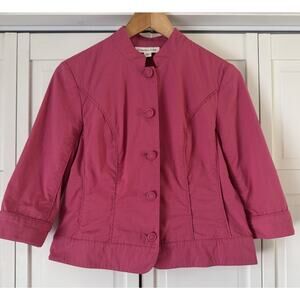 💗Coldwater Creek Jacket Rose Stand Collar Buttons 3/4 Sleeve Size 10P